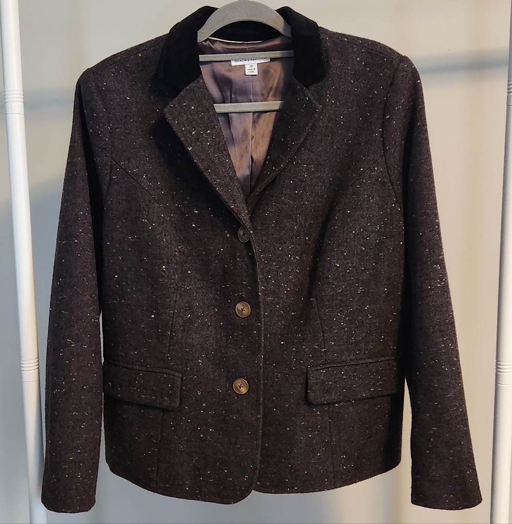 Isaac Mizrahi Brown Tweed Blazer -  Size 14